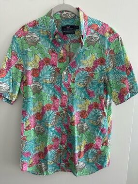 Vineyard Vines Mint Multi Tropical Short-Sleeve Button-Down Shirt
